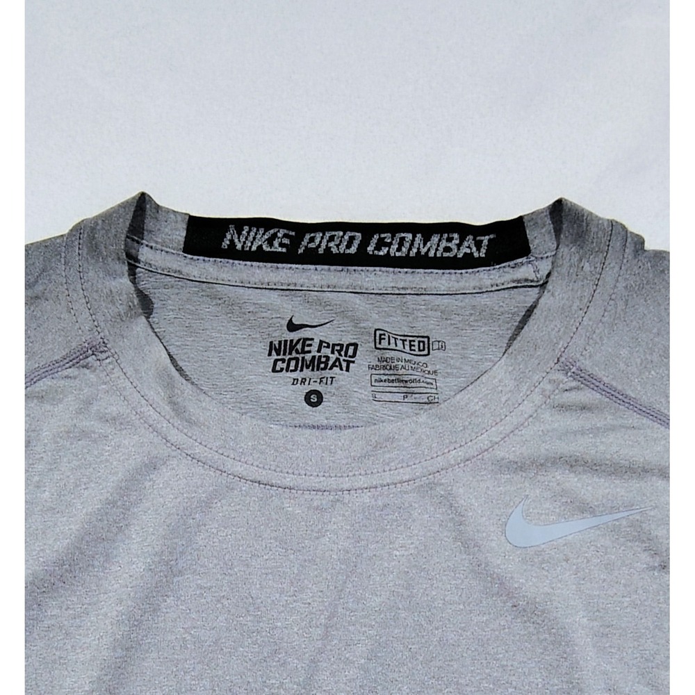 Nike Pro Combat Fitted Sleeveless Tank Top Gray Mens Mesh Small Dri Fit Athletic - Picture 3 of 10